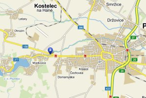 Mapka adresy fasády Prostějov